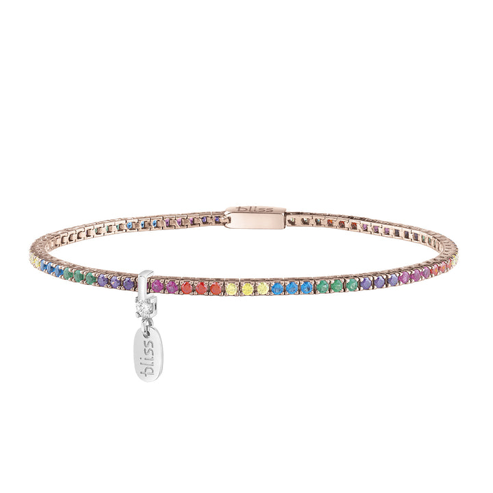 Bliss Fashion | Bracciale tennis in argento rosa con cubic zirconia multicolor