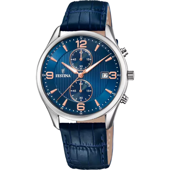 Festina | OROLOGIO FESTINA TIMELESS CRONOGRAFO F6855/6 BLU CON CINTURINO IN PELLE, UOMO