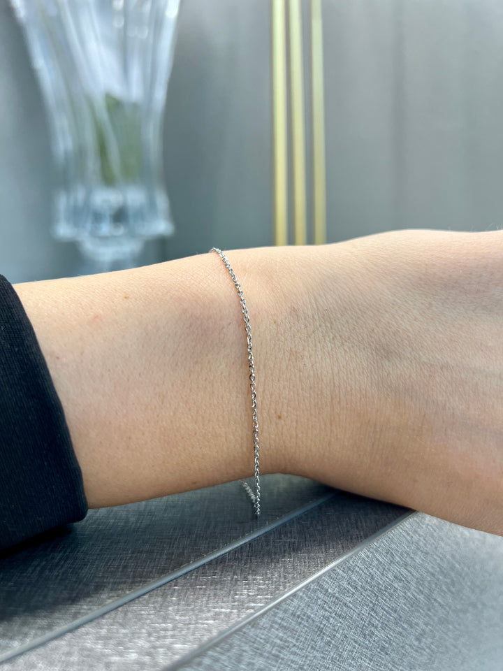 Ellegi Gioielli | Bracciale saldato maglia rolò diamantata piccola in oro bianco