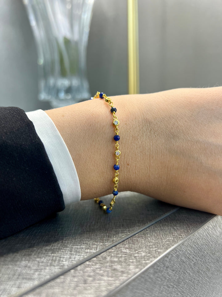 Ellegi Argento | Bracciale saldato maglia preziosa blu dorata