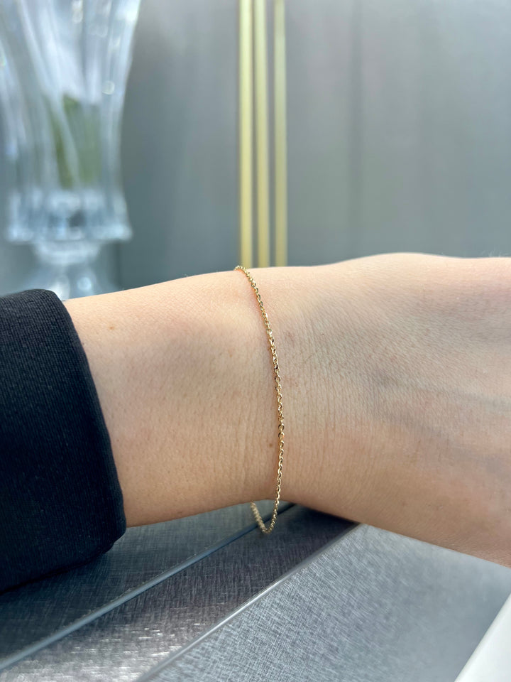 Ellegi Gioielli | Bracciale saldato maglia rolò diamantata piccola in oro rosa