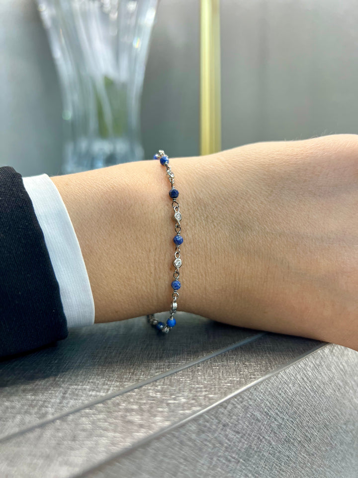 Ellegi Argento | Bracciale saldato maglia preziosa blu