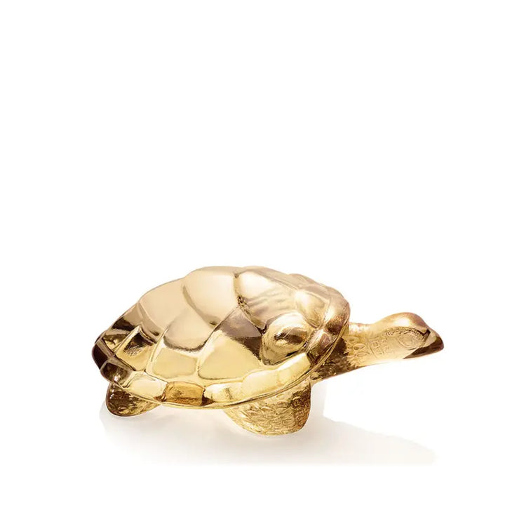 Lalique Parise | Scultura Caroline Turtle in cristallo dorato lucido