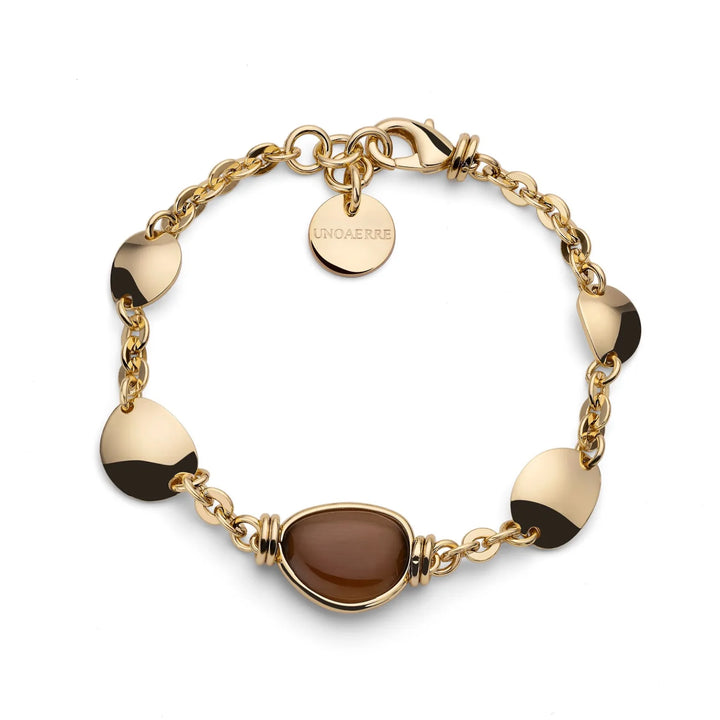 UNOAERRE | Bracciale in bronzo dorato con pietra