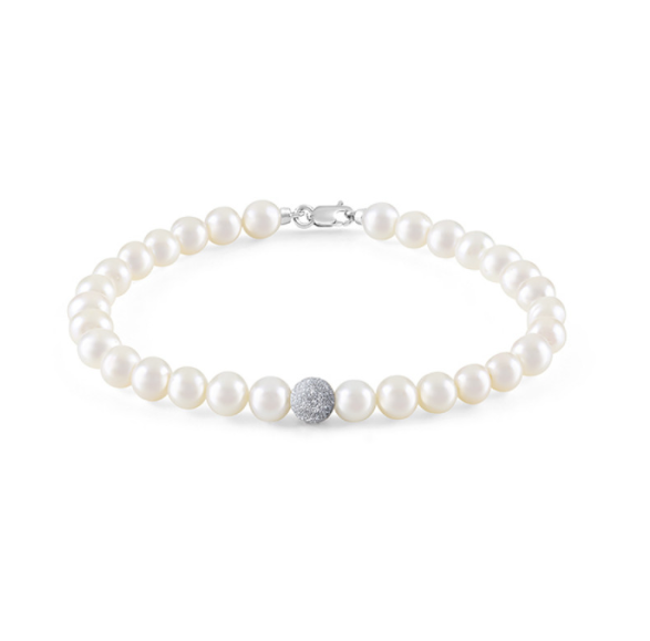 Bliss Gioielli  | Bracciale Perle Paradise New con sfera in oro bianco 18kt