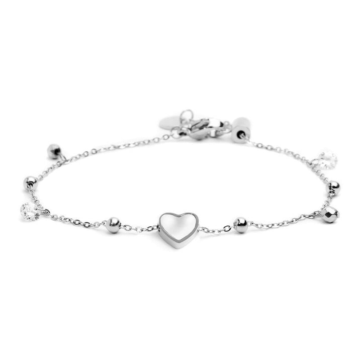 Marlù | Bracciale cuore madreperla con sfere e zirconi