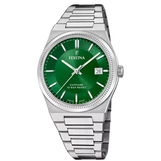 Festina | OROLOGIO FESTINA SWISS SWISS MADE F20034/3 VERDE CINGHIA ACCIAIO INOSSIDABILE 316L, UOMO