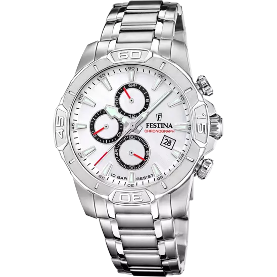 Festina |OROLOGIO FESTINA TIMELESS CHRONOGRAPH F20704/1 BLANCO CINGHIA ACCIAIO INOSSIDABILE 316L, UOMO