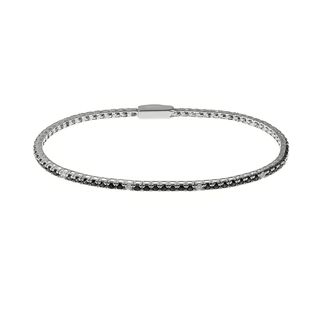 Bliss Fashion | Bracciale tennis in argento con cubic zirconia neri e bianchi