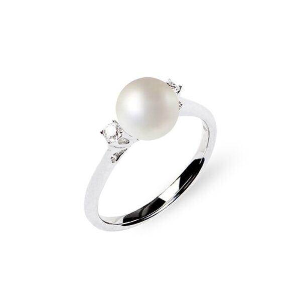 DonnaOro Luce | Anello in oro bianco con perla e diamanti