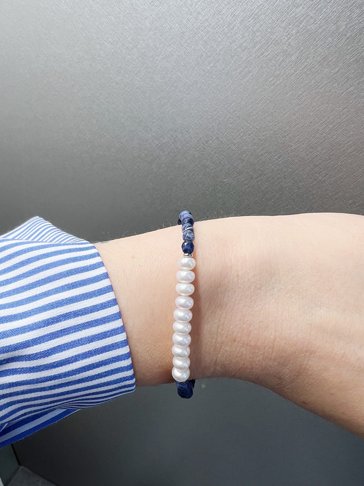 Mikiko Mademoiselle | Bracciale Fresh Water con pietre blu