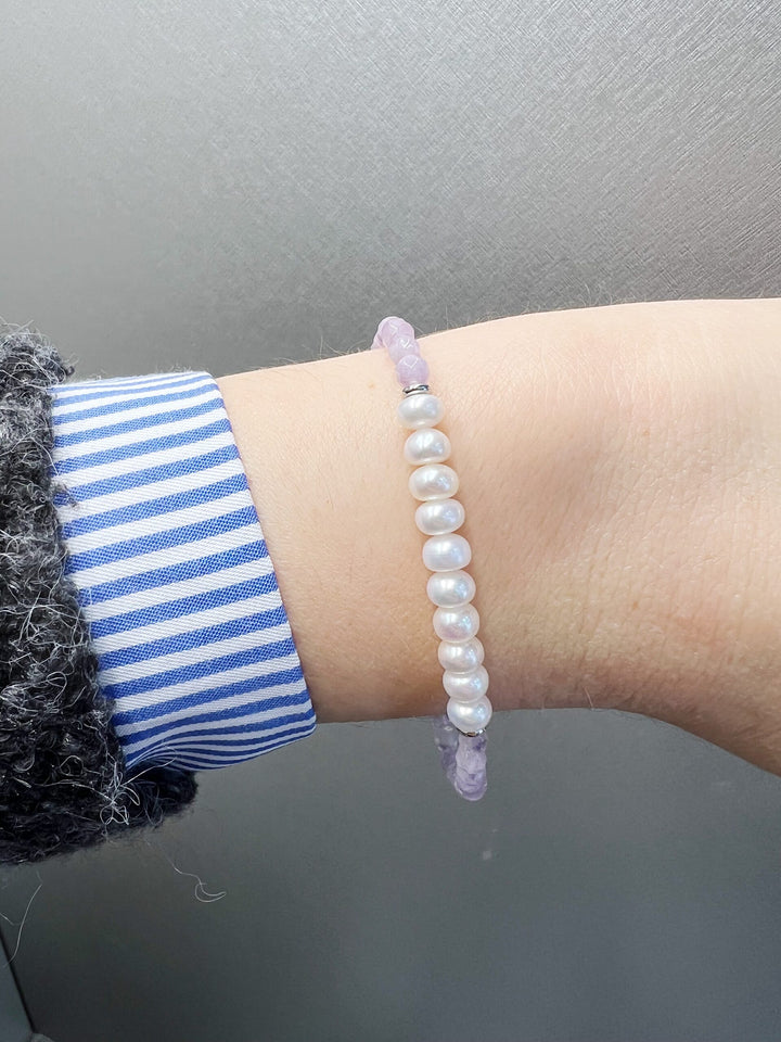 Mikiko Mademoiselle | Bracciale Fresh Water con pietre viola